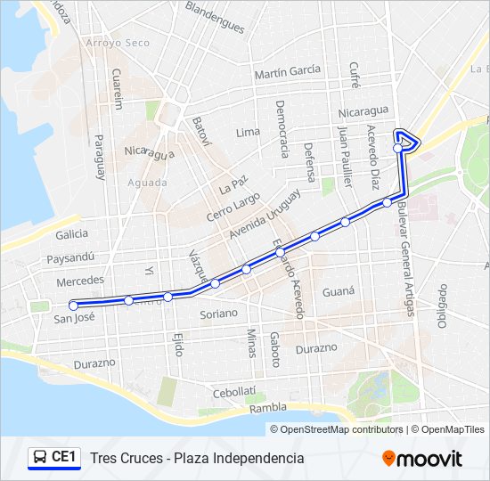 CE1 Ómnibus Line Map