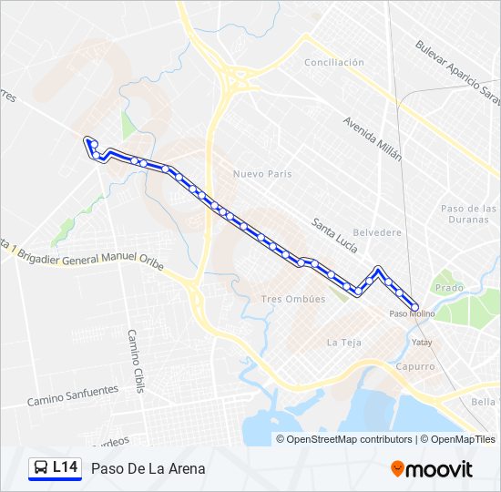 L14 Ómnibus Line Map