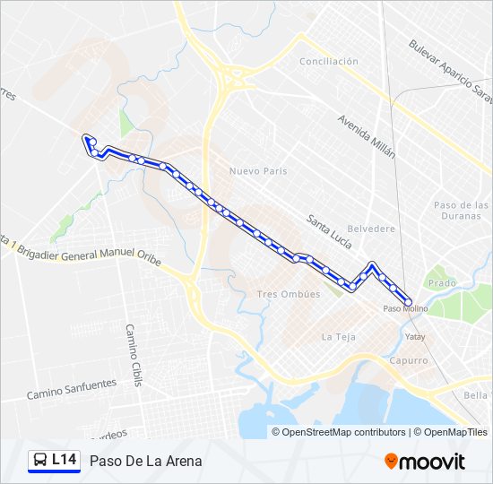 L14 ómnibus Line Map