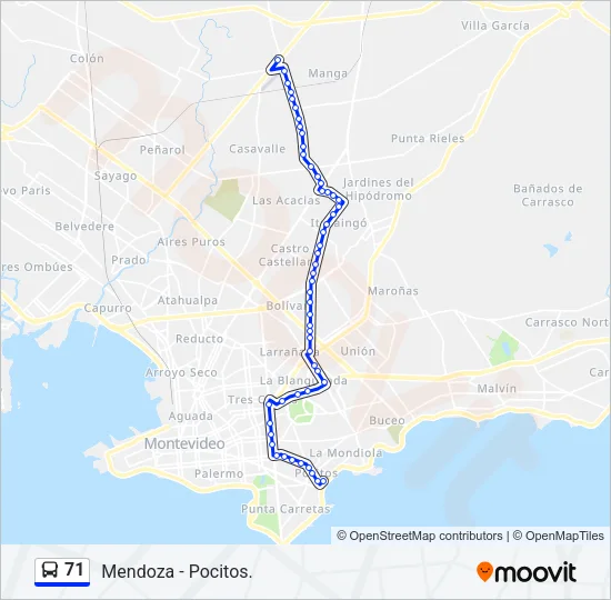 71 Ómnibus Line Map