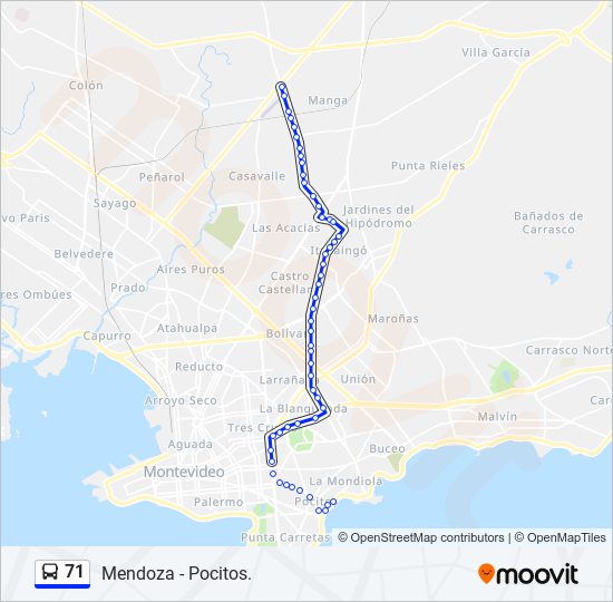 71 ómnibus Line Map