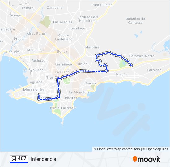 Ruta 407 horarios, paradas y mapas Intendencia (Actualizado)