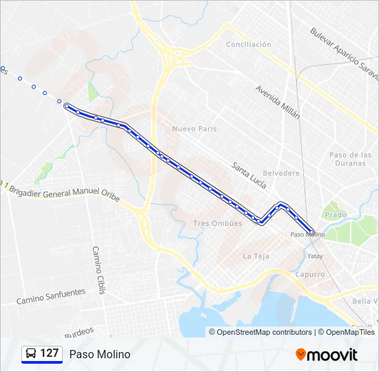 127 Ómnibus Line Map