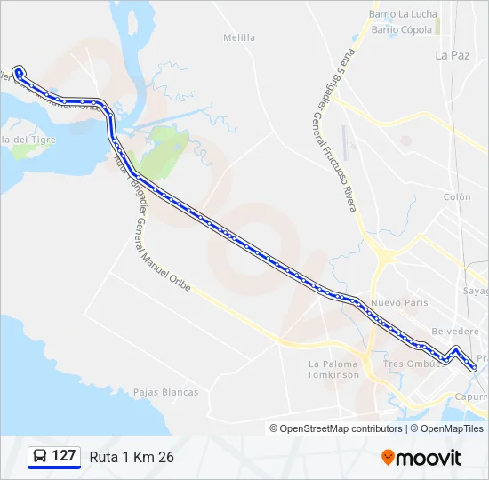 127 Ómnibus Line Map