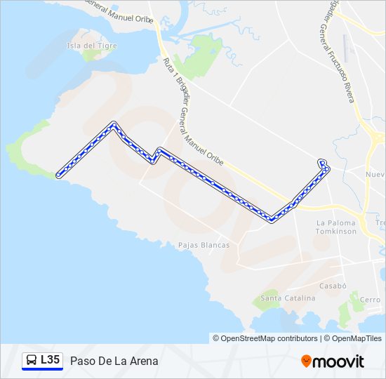 L35 ómnibus Line Map