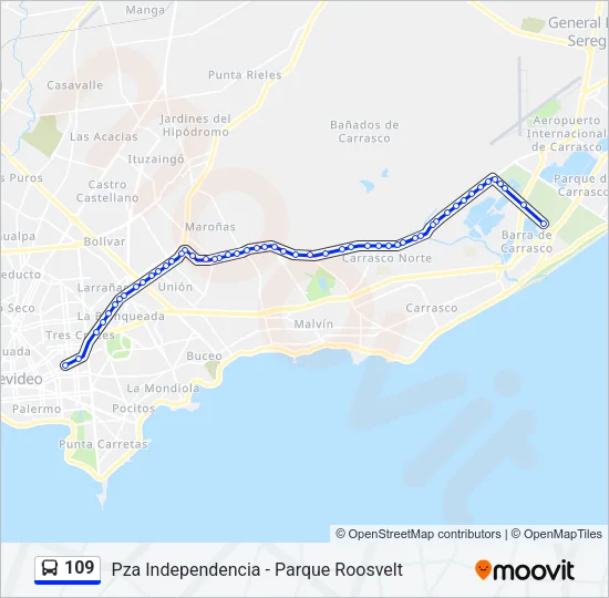 109 Ómnibus Line Map