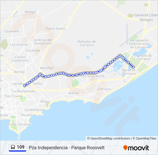109 Ómnibus Line Map