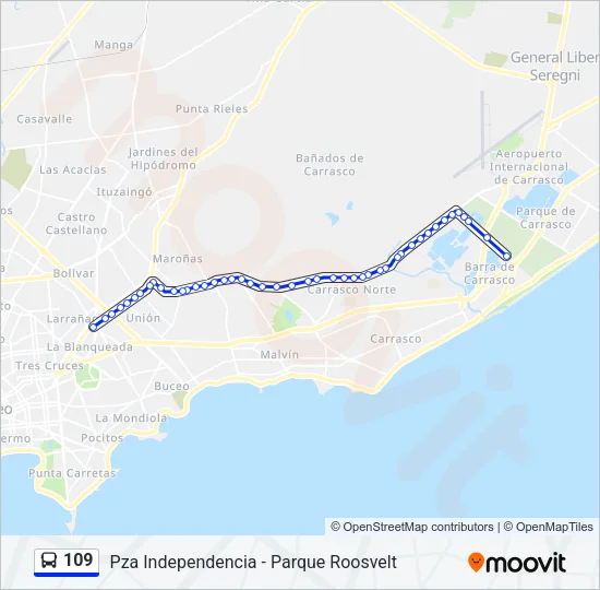 109 Ómnibus Line Map