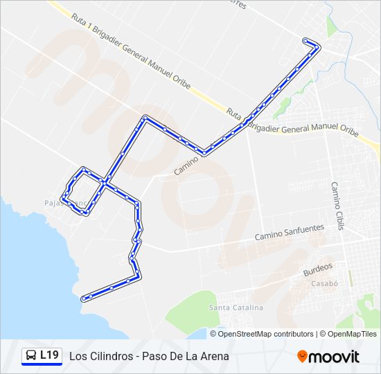 Mapa de L19 de Ómnibus