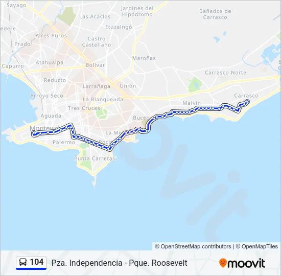 104 Ómnibus Line Map