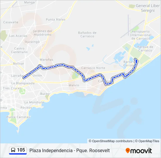 105 Ómnibus Line Map