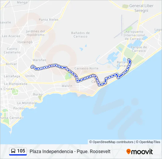 105 Ómnibus Line Map