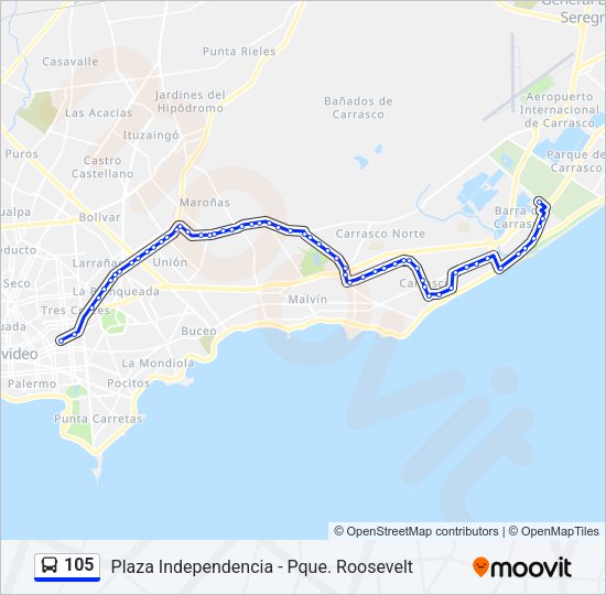 105 Ómnibus Line Map