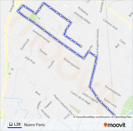 L28 Ómnibus Line Map
