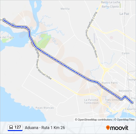 127 Ómnibus Line Map