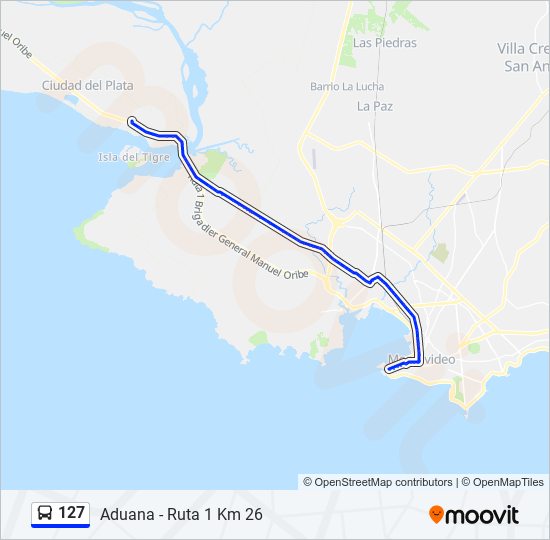 127 ómnibus Line Map