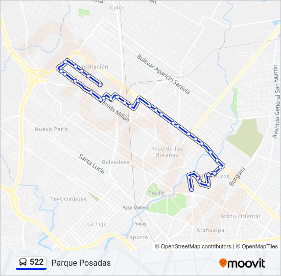 522 Ómnibus Line Map
