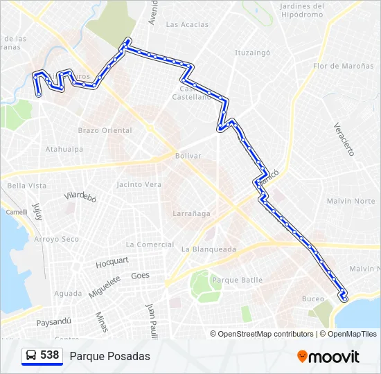 538 Ómnibus Line Map
