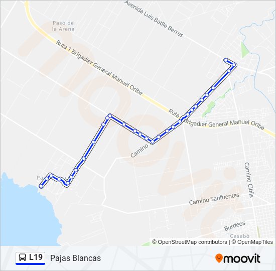 L19 ómnibus Line Map