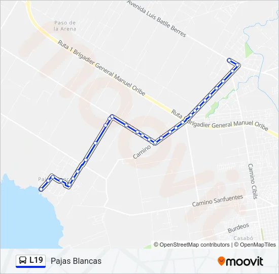 L19 Ómnibus Line Map