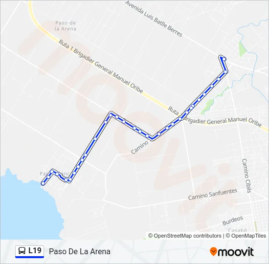 L19 Ómnibus Line Map