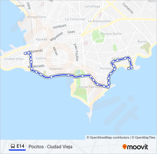 E14 Ómnibus Line Map