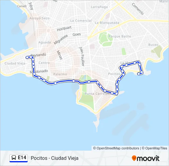 E14 Ómnibus Line Map