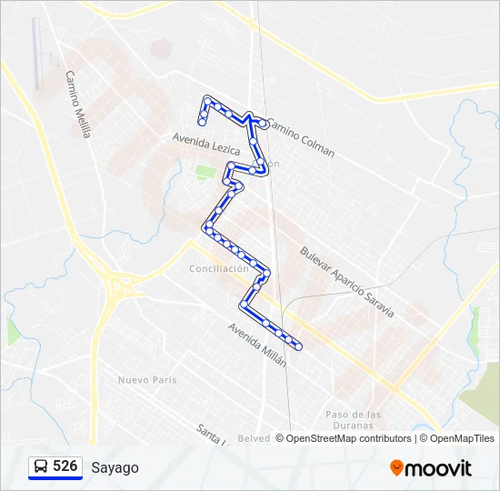 526 Ómnibus Line Map