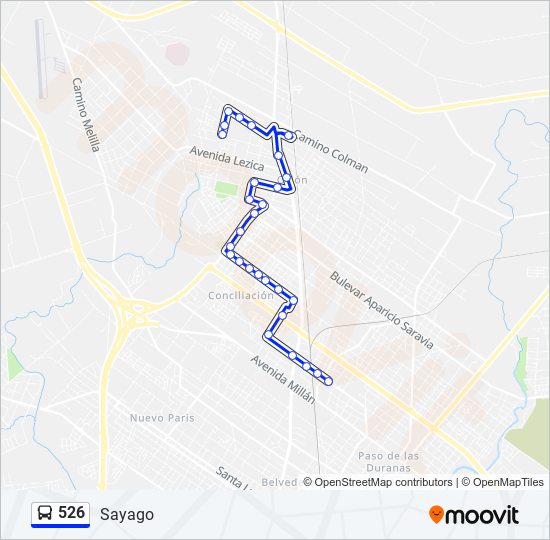 Ruta 526: horarios, paradas y mapas - Sayago (Actualizado)
