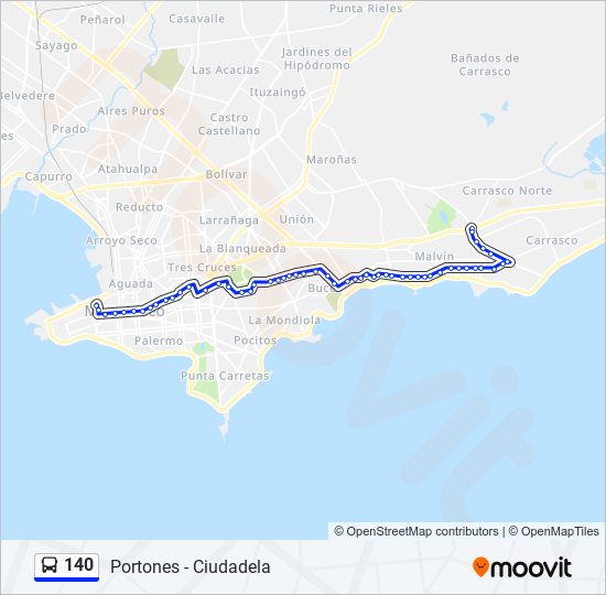 140 ómnibus Line Map