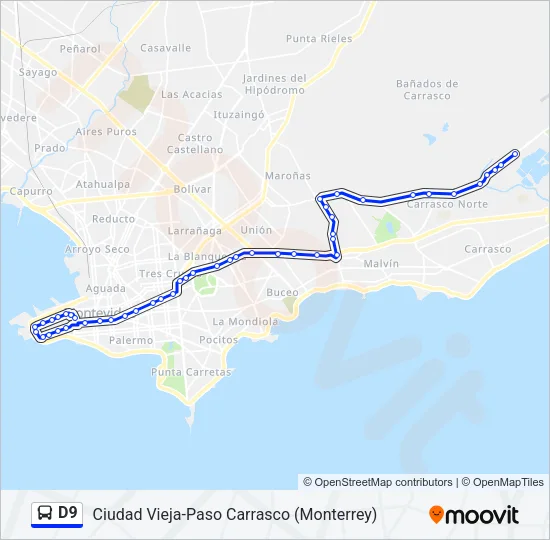 D9 Ómnibus Line Map
