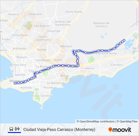 D9 Ómnibus Line Map