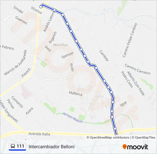 111 Ómnibus Line Map