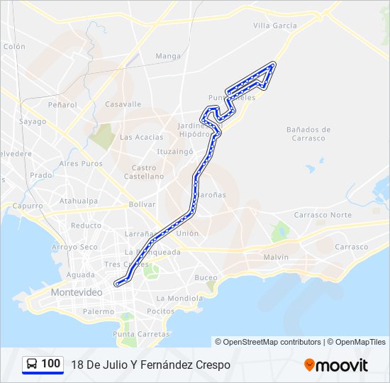 100 ómnibus Line Map