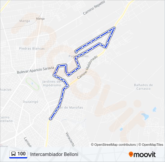 100 Ómnibus Line Map