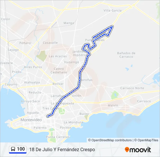 100 Ómnibus Line Map