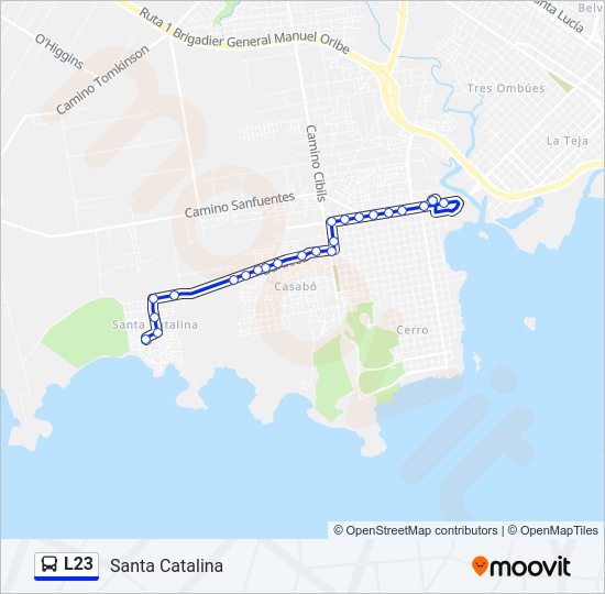 L23 Ómnibus Line Map