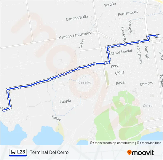 L23 Ómnibus Line Map