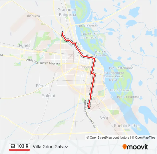 103 R Colectivo Line Map
