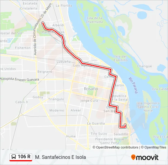 106 R Colectivo Line Map