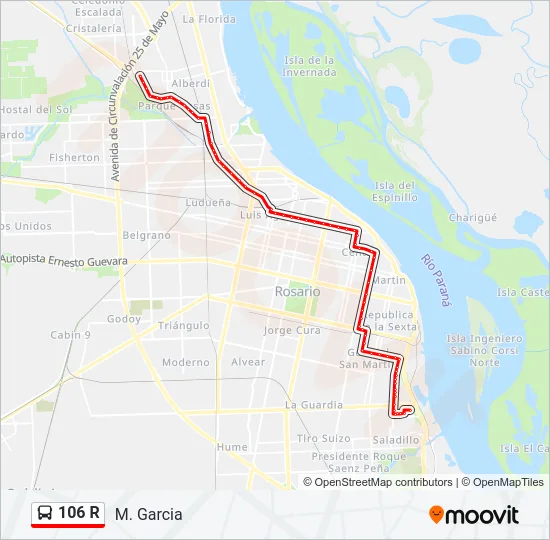 106 R Colectivo Line Map