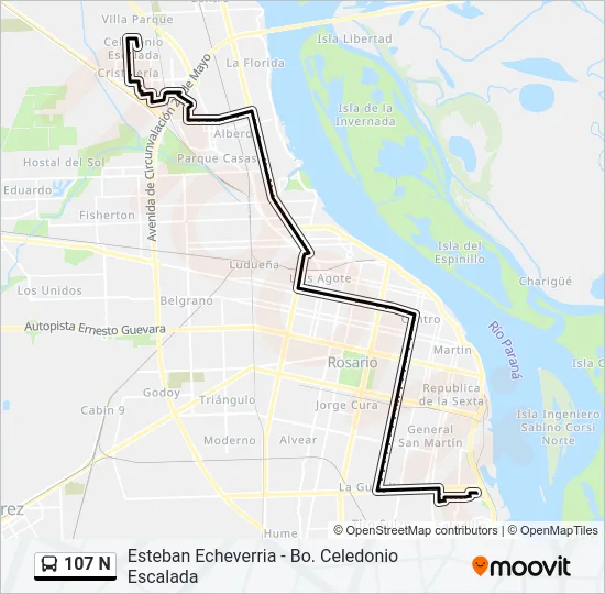 107 N Colectivo Line Map