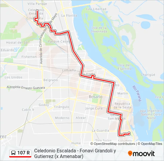 107 R Colectivo Line Map