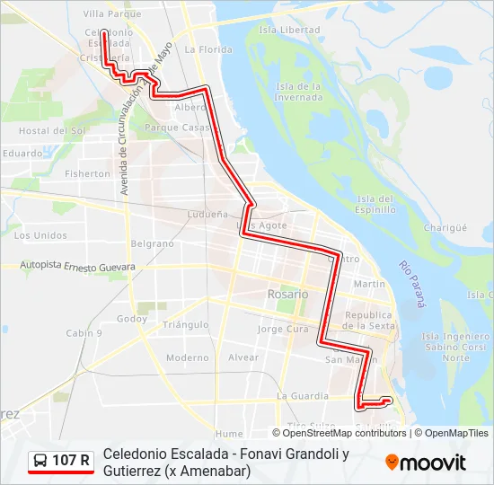 107 R Colectivo Line Map