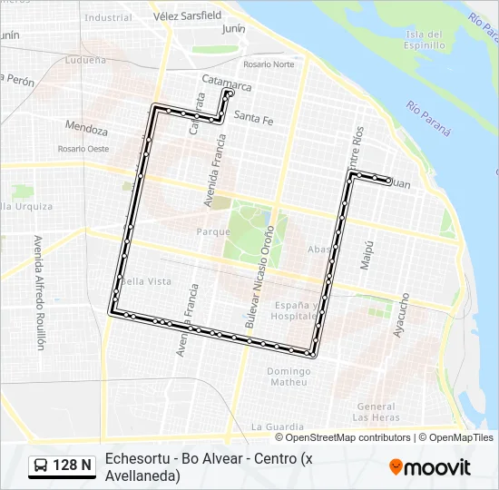 128 N Colectivo Line Map