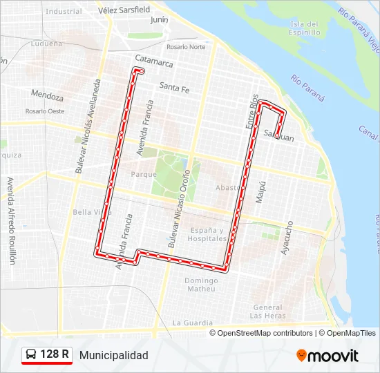 128 R Colectivo Line Map