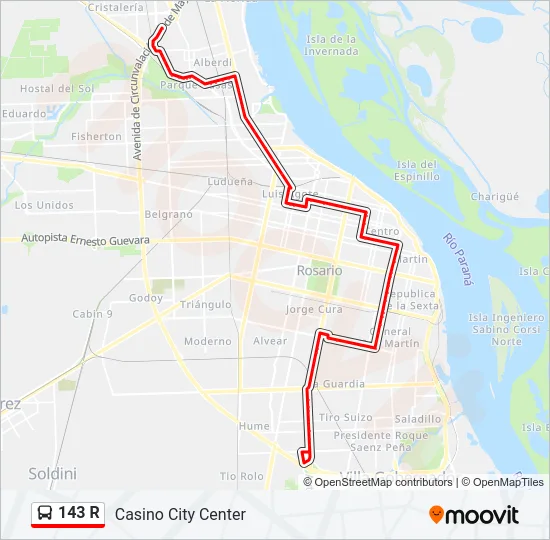 143 R Colectivo Line Map
