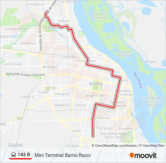 143 R Colectivo Line Map