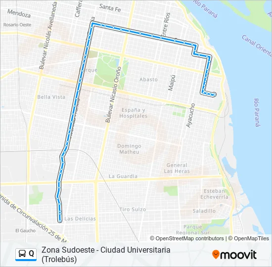 Q Colectivo Line Map