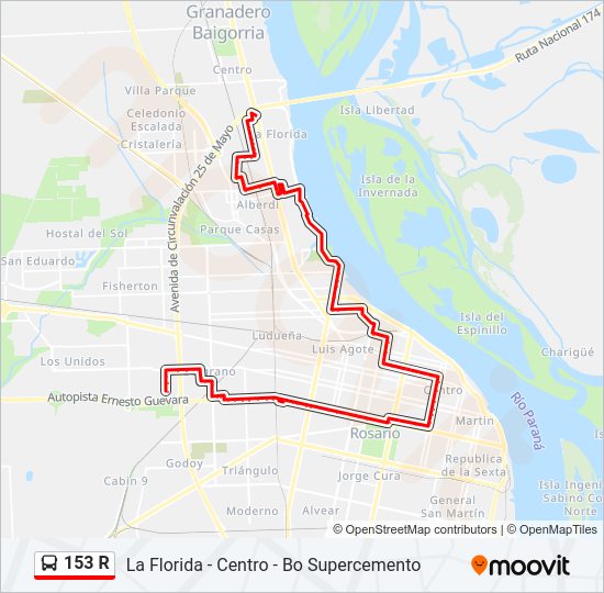 Mapa de 153 R de Colectivo